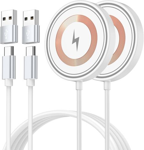 for iPhone Magsafe Charger 2 Pack Magnetic Charger for iPhone 17 Pro Max/17 Pro/16/15/14/13/12 Series& AirPods, Magnetic Wireless Fast Charging Pad with USB-C/A Ports, Mag-Safe Charger for iPhone 17 in Saudi Arabia