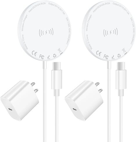 [Apple MFi Certified] Apple MagSafe Charger 15W Magnetic Wireless Charger iPhone Wireless Charging Pad 6ft Magnetic Charger for iPhone 17 16 15 14 13 12 11 Pro Max Plus/AirPods 2 3 4 Pro 2 3 [2 Pack] in Saudi Arabia