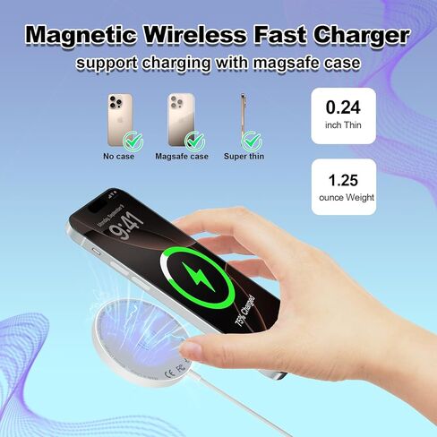 [Apple MFi Certified] Apple MagSafe Charger 15W Magnetic Wireless Charger iPhone Wireless Charging Pad 6ft Magnetic Charger for iPhone 17 16 15 14 13 12 11 Pro Max Plus/AirPods 2 3 4 Pro 2 3 [2 Pack] in Saudi Arabia