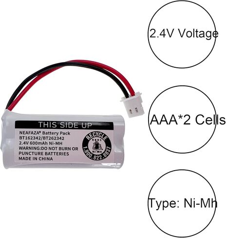 BT162342/BT262342 Cordless Phone Battery 2.4v 600Mah Ni-Mh BT183342/BT283342 BT166342/BT266342 CS6114 CS6419 CS6719 CL80111 EL52300 Telephone Battery Pack (4 Pack) in Saudi Arabia