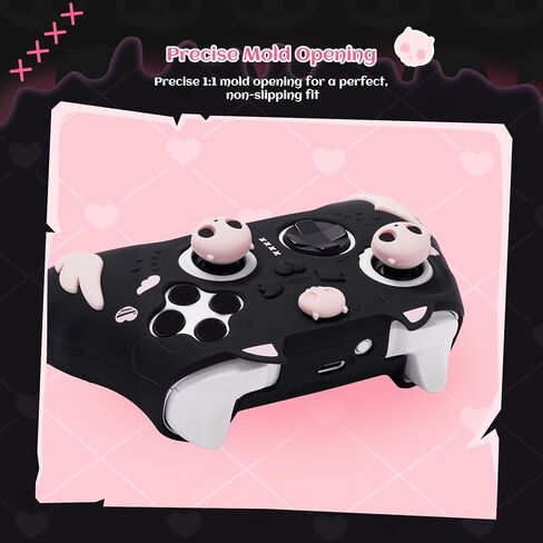 GeekShare Sweetheart Skull Silicone Controller Cover Compatible with Xbox Series X/S - Anti-Slip, Sweatproof Protective Skin with Thumb Grips & Decals - Black & Pink in Saudi Arabia