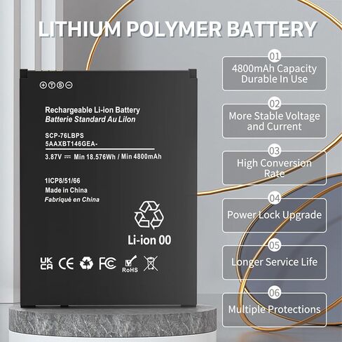 SCP-76LBPS Battery, [2026 New Upgrade] 4800mAh Ultra High Capacity Li-ion Replacement Battery for Kyocera DuraForce Pro 3 E7200 Phone in Saudi Arabia