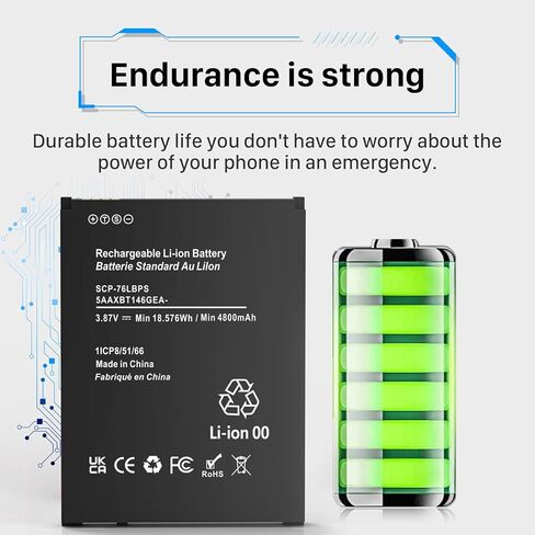 SCP-76LBPS Battery, [2026 New Upgrade] 4800mAh Ultra High Capacity Li-ion Replacement Battery for Kyocera DuraForce Pro 3 E7200 Phone in Saudi Arabia