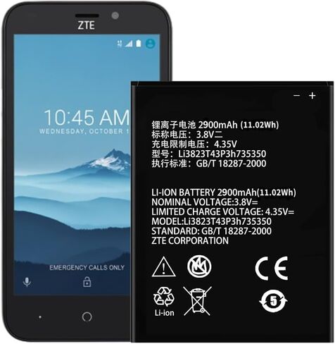 【2900mAh Li3928T44P4h735350 Battery Compatible with ZTE Q802T Avid Trio Z833 ZFIVE2 Z836BL Z837VL… in Kuwait