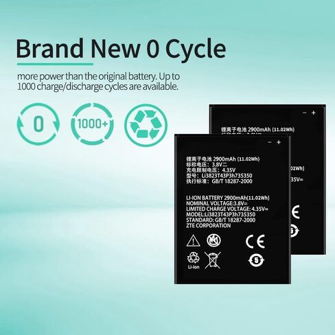 【2900mAh Li3928T44P4h735350 Battery Compatible with ZTE Q802T Avid Trio Z833 ZFIVE2 Z836BL Z837VL… in Kuwait