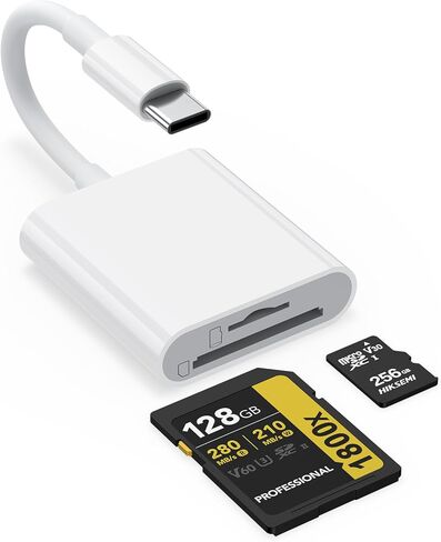 USB C SD Card Reader for iPhone 17 16 15/iPad/MacBook/Mac, Type C SD Reader Supports SD and MicroSD Memory Card Adapter, Trail Camera Viewer Plug and Play - 2 Slots in Saudi Arabia