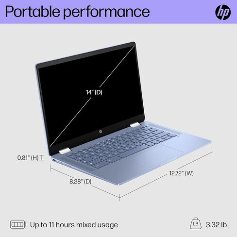 كمبيوتر محمول HP Chromebook X360 14b 2 في 1 (شاشة لمس FHD مقاس 14 بوصة، Intel N100، ذاكرة الوصول العشوائي 4 جيجابايت، تخزين 128 جيجابايت (64 جيجابايت eMMC + بطاقة SD 64 جيجابايت)) المنزل والطلاب، عمر بطارية طويل، Wi-Fi 6، كاميرا ويب، قلم ومحور IST، نظام ت in Kuwait