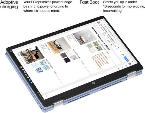 كمبيوتر محمول HP Chromebook X360 14b 2 في 1 (شاشة لمس FHD مقاس 14 بوصة، Intel N100، ذاكرة الوصول العشوائي 4 جيجابايت، تخزين 128 جيجابايت (64 جيجابايت eMMC + بطاقة SD 64 جيجابايت)) المنزل والطلاب، عمر بطارية طويل، Wi-Fi 6، كاميرا ويب، قلم ومحور IST، نظام ت in Kuwait