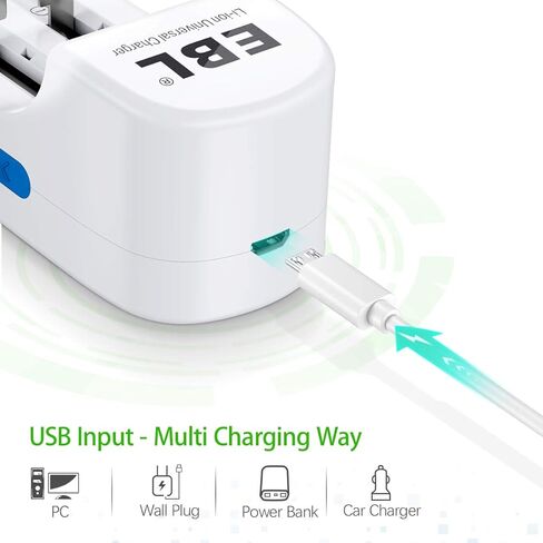 EBL 18650 شاحن بطارية شاحن ليثيوم عالمي لبطاريات 3.7 فولت قابلة للشحن ليثيوم أيون IMR 10440 14500 16340 18650 بطاريات RCR123A in Saudi Arabia
