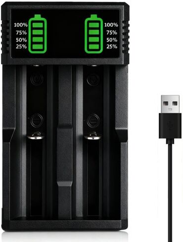 18650 Battery Charger, 2 Bay LCD Display Smart Fast Charging USB Universal Charger, 3.7V Battery Charger for 10440 14500 16340 18350 18500 18700 20700 21700 26650 Li-ion IMR INR ICR Batteries in Saudi Arabia