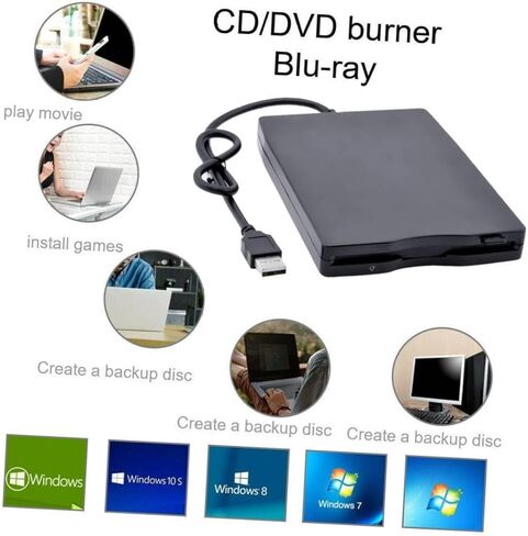 ARTIBETTER Floppy Disk Driver Portable External Floppy Diskette Drive for Fast Data Transfer Compatible with Operating Systems Lightweight Design for Easy Carrying in Saudi Arabia