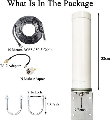 Outdoor Omni 4G LTE 5G Cellular Antenna for Signal Booster & Router, 698-3800MHz 8dBi 10meters Cable, Support All Carrier, Verizon AT&T Sprint T-Mobile in Saudi Arabia