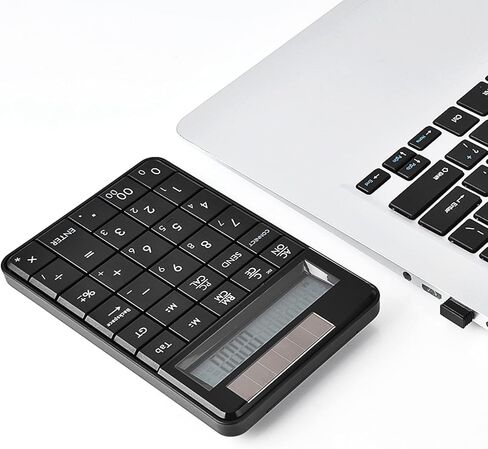 Yoidesu 2.4G USB Numeric Keypad, 29 Keys 2 in 1 Wireless Mini Number Pad Solar Power Smart Keypad & Office Calculators with LCD Display, Compact & Portable in Saudi Arabia