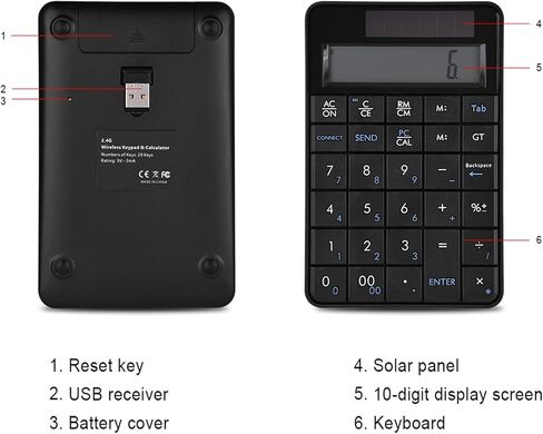 Yoidesu 2.4G USB Numeric Keypad, 29 Keys 2 in 1 Wireless Mini Number Pad Solar Power Smart Keypad & Office Calculators with LCD Display, Compact & Portable in Saudi Arabia