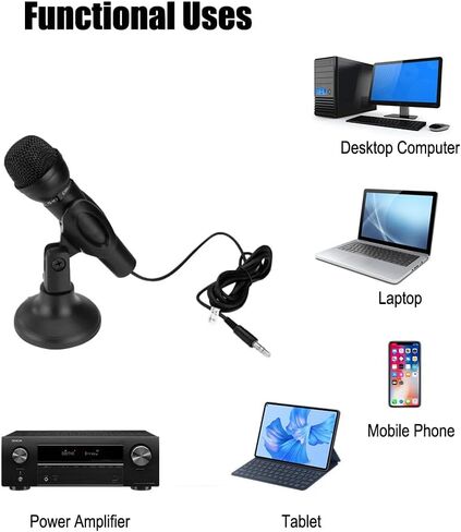 3.5mm Microphone with Tripod - External Microphone for Computer - Gaming, Streaming, Meetings, Podcasts, Recording and More - Adjustable and Portable in Saudi Arabia