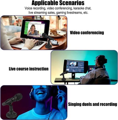 3.5mm Microphone with Tripod - External Microphone for Computer - Gaming, Streaming, Meetings, Podcasts, Recording and More - Adjustable and Portable in Saudi Arabia