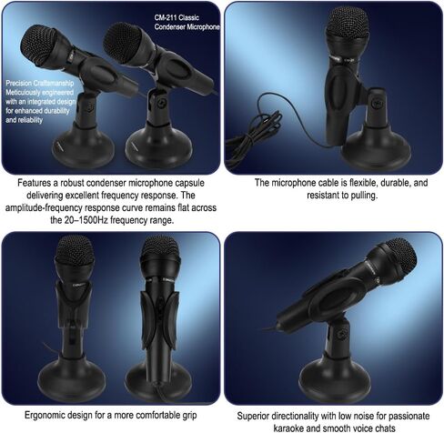 3.5mm Microphone with Tripod - External Microphone for Computer - Gaming, Streaming, Meetings, Podcasts, Recording and More - Adjustable and Portable in Saudi Arabia