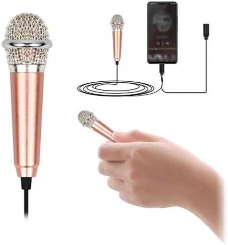 Mini Metal Wired Microphones, Vocal Microphone, Tiny Microphone, Voice Recording Mic Equipment, Omnidirectional Mic with Universal 3.5mm Audio Cable for Phone, Laptop, Computer in Saudi Arabia