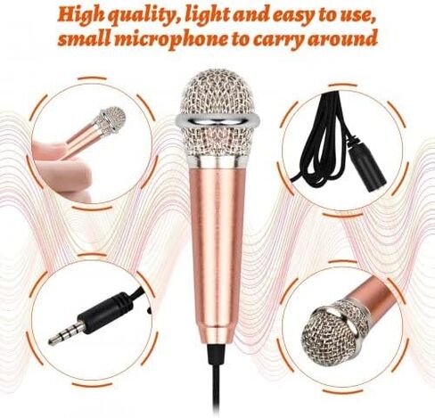 Mini Metal Wired Microphones, Vocal Microphone, Tiny Microphone, Voice Recording Mic Equipment, Omnidirectional Mic with Universal 3.5mm Audio Cable for Phone, Laptop, Computer in Saudi Arabia