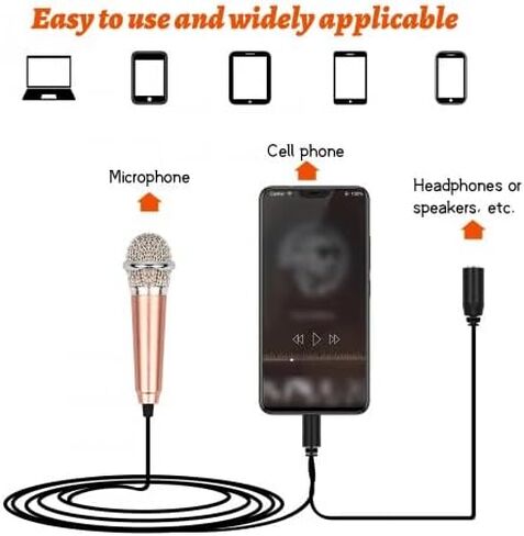Mini Metal Wired Microphones, Vocal Microphone, Tiny Microphone, Voice Recording Mic Equipment, Omnidirectional Mic with Universal 3.5mm Audio Cable for Phone, Laptop, Computer in Saudi Arabia