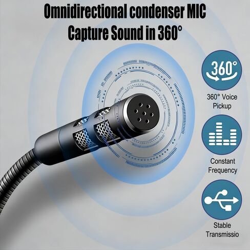 USB Computer Microphone, Plug and Play Desktop Laptop gooseneck Microphone, Suitable for Games, Meetings, Recording, podcasts, Games, and Online Chat in Saudi Arabia