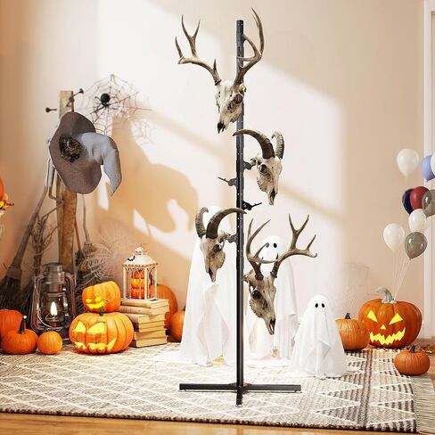 حامل الكأس بطول 6 أقدام، شجرة الكأس القابلة للتعديل، جبل جمجمة الغزلان الأوروبي، حامل شماعات جمجمة من الصلب شديد التحمل، تعليق يصل إلى 6 قرون جماجم التحنيط، حامل عرض مع خطافات، أسود in Kuwait