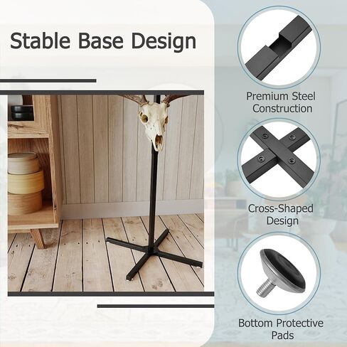 حامل الكأس بطول 6 أقدام، شجرة الكأس القابلة للتعديل، جبل جمجمة الغزلان الأوروبي، حامل شماعات جمجمة من الصلب شديد التحمل، تعليق يصل إلى 6 قرون جماجم التحنيط، حامل عرض مع خطافات، أسود in Kuwait