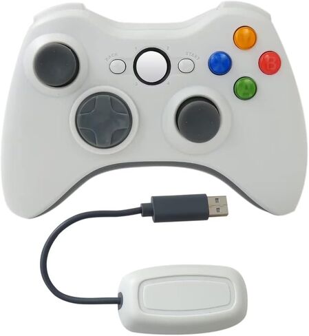 2023 New 2.4GHz Wireless Game Controller for Xbox 360, Gamepad Joystick Remote for Xbox 360/Xbox 360 Slim/PC/Windows 7 8 10 with Dual Vibration - White in Saudi Arabia