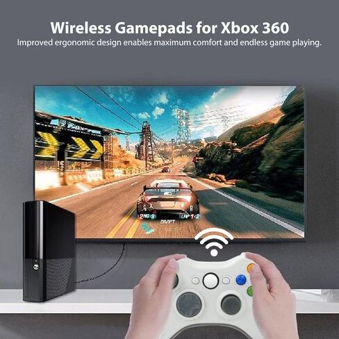 2023 New 2.4GHz Wireless Game Controller for Xbox 360, Gamepad Joystick Remote for Xbox 360/Xbox 360 Slim/PC/Windows 7 8 10 with Dual Vibration - White in Saudi Arabia
