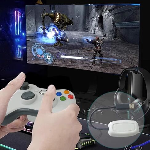 2023 New 2.4GHz Wireless Game Controller for Xbox 360, Gamepad Joystick Remote for Xbox 360/Xbox 360 Slim/PC/Windows 7 8 10 with Dual Vibration - White in Saudi Arabia