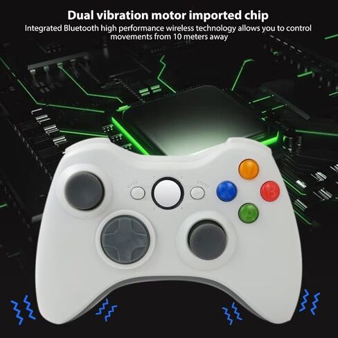 2023 New 2.4GHz Wireless Game Controller for Xbox 360, Gamepad Joystick Remote for Xbox 360/Xbox 360 Slim/PC/Windows 7 8 10 with Dual Vibration - White in Saudi Arabia