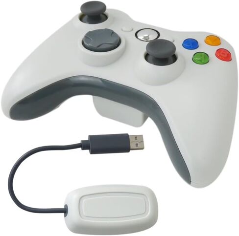 2023 New 2.4GHz Wireless Game Controller for Xbox 360, Gamepad Joystick Remote for Xbox 360/Xbox 360 Slim/PC/Windows 7 8 10 with Dual Vibration - White in Saudi Arabia