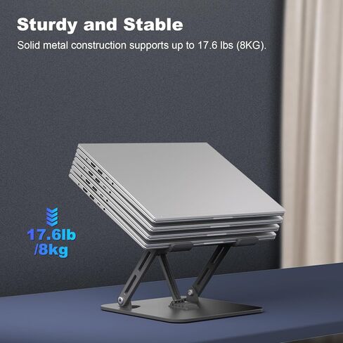 Adjustable Laptop Stand for Desk, Portable Laptop Riser with 3 Support Arms, Super Sturdy Foldable Metal Ventilated Ergonomic Notebook Holder for MacBook/Dell/HP (10-17.3'') in Saudi Arabia