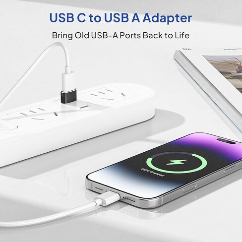 محول Elebase USB إلى USB C 4 حزم وكابل شاحن متعدد 4 في 1 بطول 6.6 أقدام، محول من النوع C لهاتف iPhone 17 الجديد Apple 16 Pro Max 15 14 Plus، iWatch Watch 11 10 Se Ultra 3، AirPods 4، Samsung Galaxy S25 in Saudi Arabia