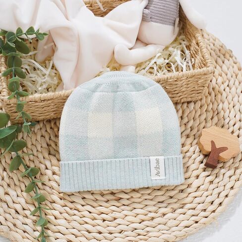 Avibae Baby Beanie Hat Winter 100% Cotton, Soft Warm Plaid Cap for Newborn Infant Boy Girl in Saudi Arabia