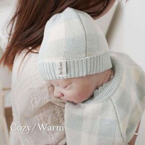 Avibae Baby Beanie Hat Winter 100% Cotton, Soft Warm Plaid Cap for Newborn Infant Boy Girl in Saudi Arabia