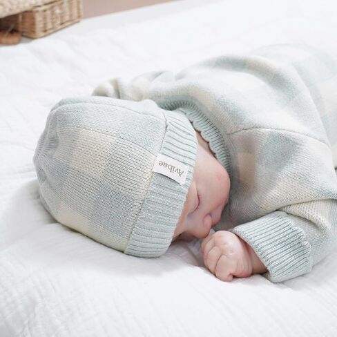 Avibae Baby Beanie Hat Winter 100% Cotton, Soft Warm Plaid Cap for Newborn Infant Boy Girl in Saudi Arabia