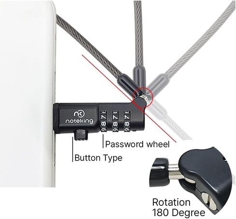 USB Port Lock for Laptop 3 Dial Combination Security Cable Lock, Black Laptop Security Lock, USB Cable Lock, Computer Locking Cable in Saudi Arabia