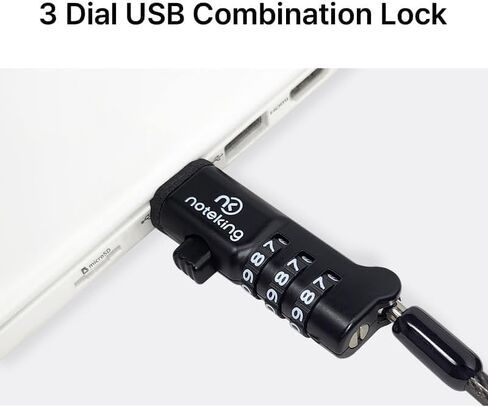 USB Port Lock for Laptop 3 Dial Combination Security Cable Lock, Black Laptop Security Lock, USB Cable Lock, Computer Locking Cable in Saudi Arabia