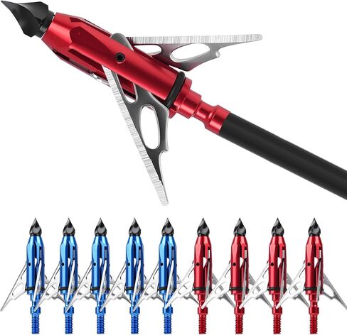 10-Pack 100 Grain Broadheads for Compound Bows - Precision Archery Broadheads for Hunting, Crossbow Broadheads with Razor-Sharp Blades, Durable and Accurate Hunting Broadheads in Kuwait