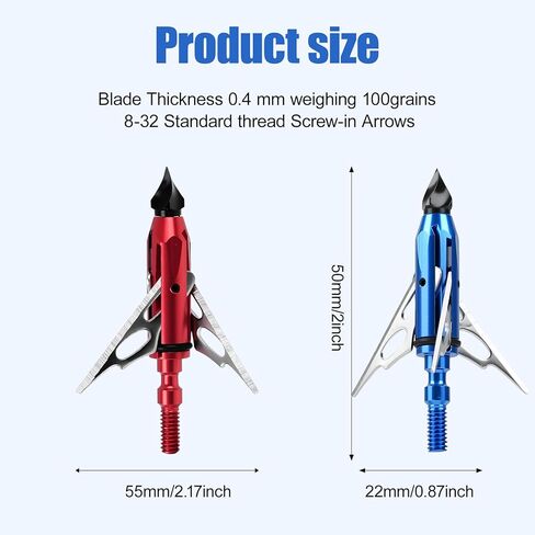 10-Pack 100 Grain Broadheads for Compound Bows - Precision Archery Broadheads for Hunting, Crossbow Broadheads with Razor-Sharp Blades, Durable and Accurate Hunting Broadheads in Kuwait