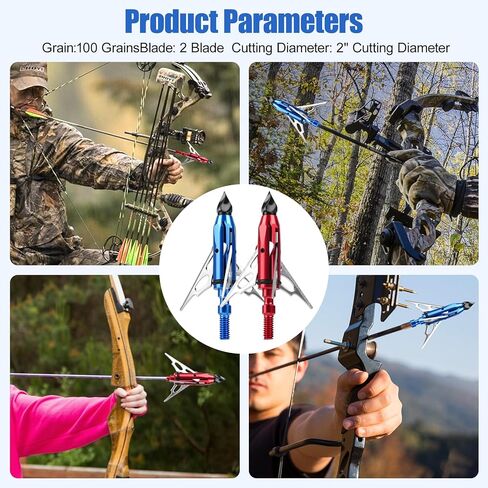 10-Pack 100 Grain Broadheads for Compound Bows - Precision Archery Broadheads for Hunting, Crossbow Broadheads with Razor-Sharp Blades, Durable and Accurate Hunting Broadheads in Kuwait