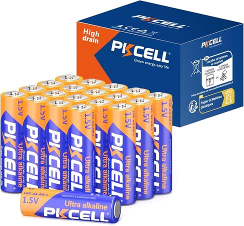 PKCELL AA and AAA Batteries Combo Pack 24 Count - 12 Double AA Batteries and 12 Triple AAA Batteries, 1.5V High-Performance Alkaline Heavy Duty Batteries Value Pack, 10-Year Shelf Life in Saudi Arabia