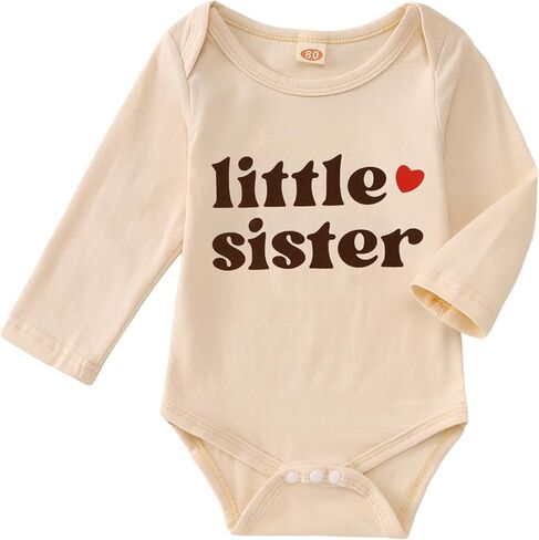 Little Sister Bodysuit Infant Baby Girls Romper Newborn Onesie Sibling Outfits Long Sleeve One Piece Fall Clothes in Saudi Arabia