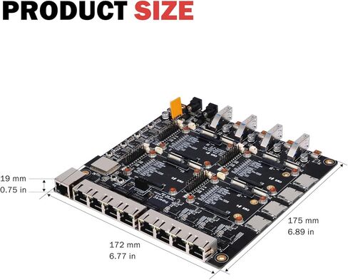 GeeekPi DeskPi Super4C لوحدة حساب Raspberry Pi 5، لوحة Cluster Mini-ITX تدعم 4 وحدات CM5، شبكة 2.5 جيجابت + 1 جيجابت، M.2 NVMe، بما في ذلك مصدر طاقة 89 وات in Kuwait