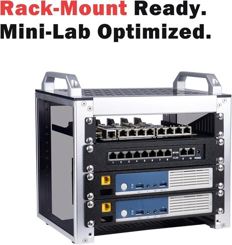 GeeekPi DeskPi Super4C لوحدة حساب Raspberry Pi 5، لوحة Cluster Mini-ITX تدعم 4 وحدات CM5، شبكة 2.5 جيجابت + 1 جيجابت، M.2 NVMe، بما في ذلك مصدر طاقة 89 وات in Kuwait