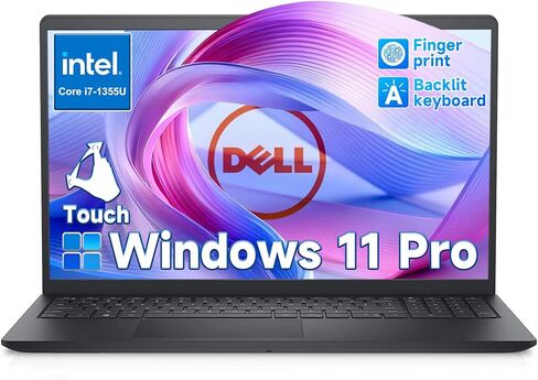 Dell 15 Touchscreen Laptop DC15250 for Business & Student, Intel Core i7-1355U(Up to 5.0GHz), 15.6"(1920x1080), Backlit Keyboard & Fingerprint, Win 11 Pro & Copilot AI, WiFi 6 & BT(32GB RAM | 1TB SSD) in Kuwait