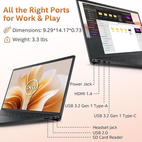 Dell 15 Touchscreen Laptop DC15250 for Business & Student, Intel Core i7-1355U(Up to 5.0GHz), 15.6"(1920x1080), Backlit Keyboard & Fingerprint, Win 11 Pro & Copilot AI, WiFi 6 & BT(32GB RAM | 1TB SSD) in Kuwait