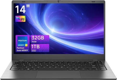 كمبيوتر محمول 32 جيجا بايت رام 1 تيرابايت SSD، معالج بنتيوم ذهبي (يصل إلى 3.4 جيجا هرتز)، شاشة IPS FHD 14 بوصة، 38 وات، USB3.2، Type-C، HDMI، WiFi 5، كمبيوتر محمول Win11، أجهزة كمبيوتر محمولة للأعمال والطلاب in Kuwait