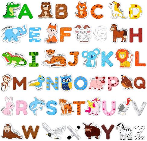Wooden Magnets for Kids – 26 Cute A-Z Animals Fridge Magnets for Toddlers, Large Magnetic Animal Refrigerator Toys, Fun Educational Learning Gifts for Toddlers 2 3 4 5 Years Old in Kuwait